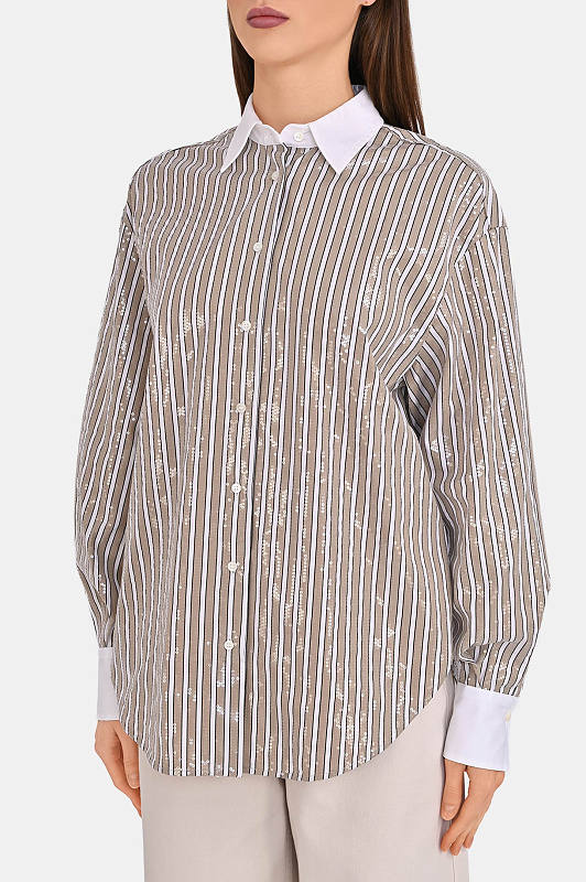 Рубашка BRUNELLO  CUCINELLI Бежевый Женский MH749MX306