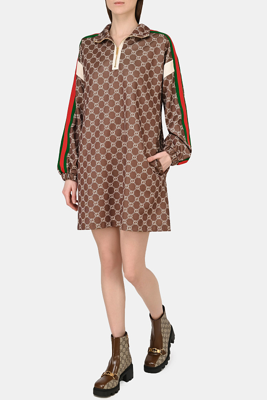 Платье GUCCI Коричневый Женский 678689 XJD1G