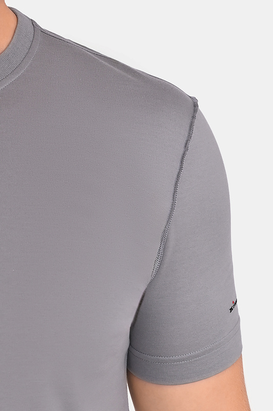 Хлопковая футболка KITON Серый Мужской UMK08920 Хлопковая футболка KITON Серый Мужской UMK08920