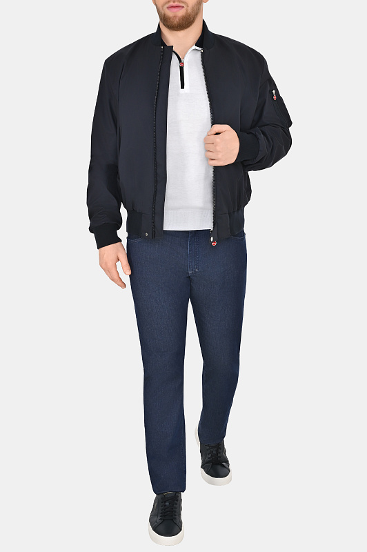 Поло из хлопка с молнией KITON Белый Мужской UMK0571V1