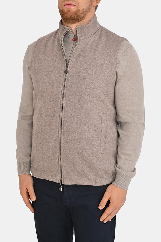 Жилет с воротником KITON Светло-бежевый Мужской UW2444V0449L0
