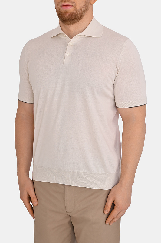Поло BRUNELLO  CUCINELLI Молочный Мужской M29800125