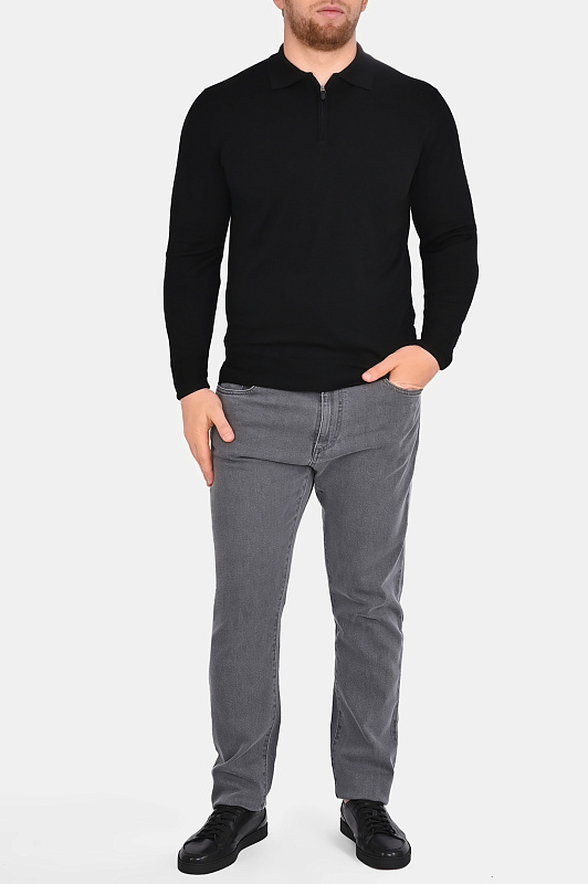 Поло шерстяное CANALI Черный Мужской MK01149 C0572 Поло шерстяное CANALI Черный Мужской MK01149 C0572