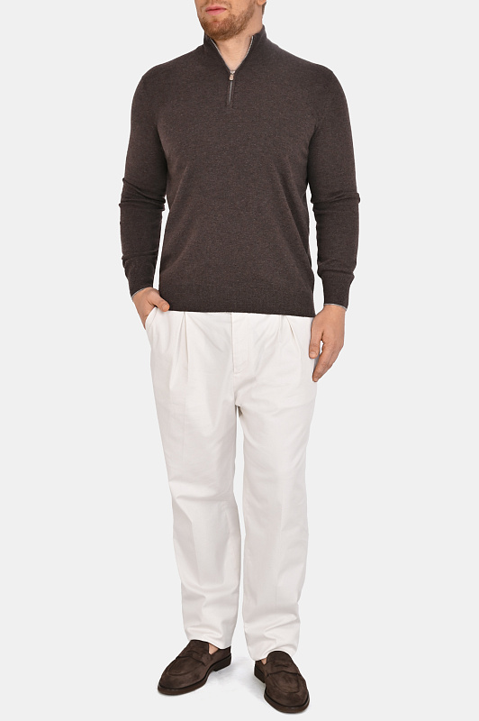 Трикотажный джемпер с молнией BRUNELLO  CUCINELLI Коричневый Мужской M2200124