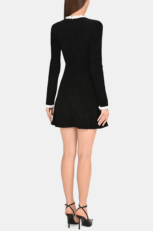 Трикотажное платье с отделкой SELF PORTRAIT  Черный Женский AW26099SB