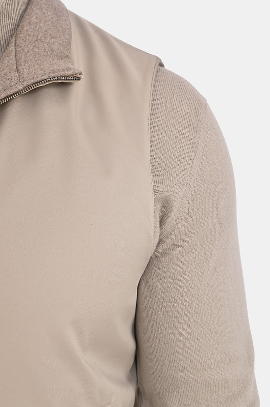 Жилет с воротником KITON Светло-бежевый Мужской UW2444V0449L0