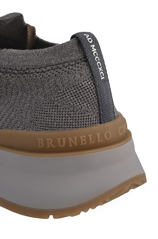 Кроссовки текстильные BRUNELLO  CUCINELLI Коричневый Мужской MZUWLBO253