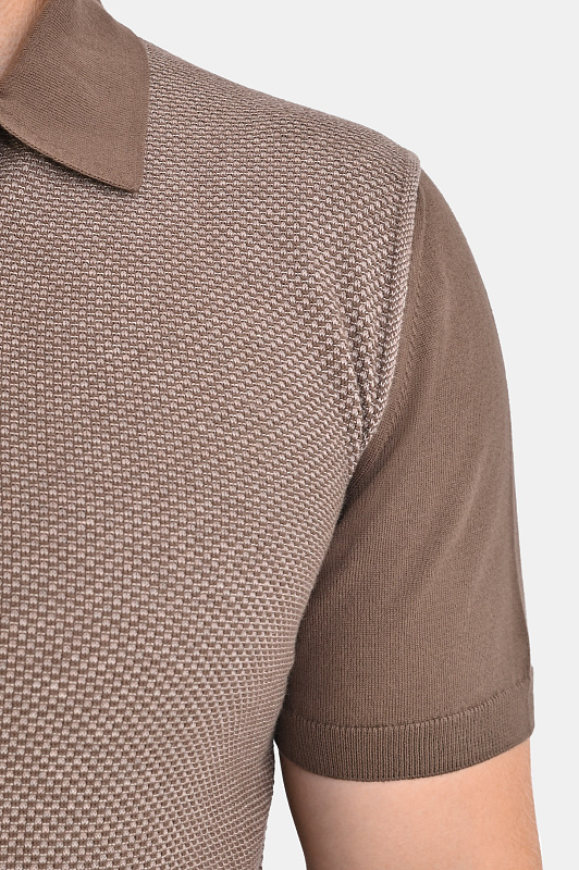 Фактурный джемпер-поло CANALI Коричневый Мужской C0454MK02461