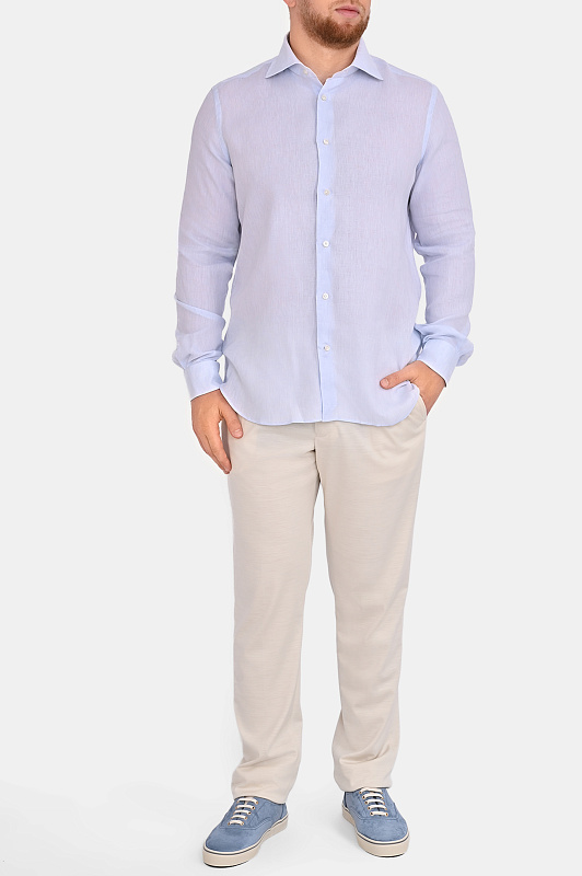 Льняная рубашка MANDELLI Голубой Мужской P26-TAILOR-5701-079