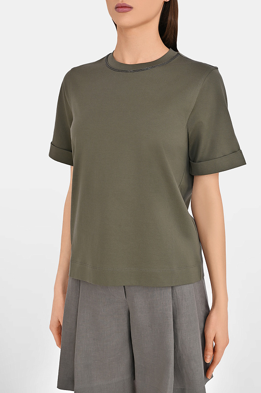 Футболка BRUNELLO  CUCINELLI Зеленый Женский M0T81BZ100