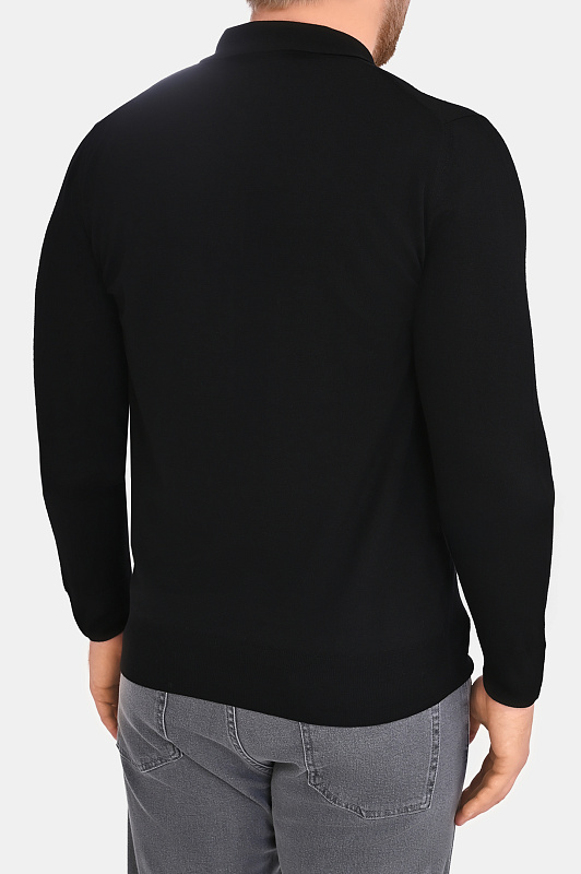 Поло шерстяное CANALI Черный Мужской MK01149 C0572 Поло шерстяное CANALI Черный Мужской MK01149 C0572