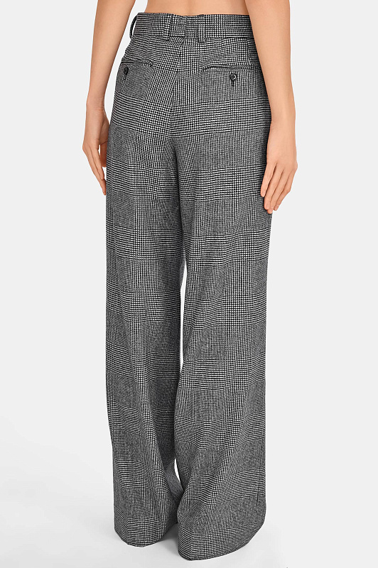 Широкие брюки в клетку DOLCE & GABBANA  Черно-белый Женский FTC17T FQ2O5