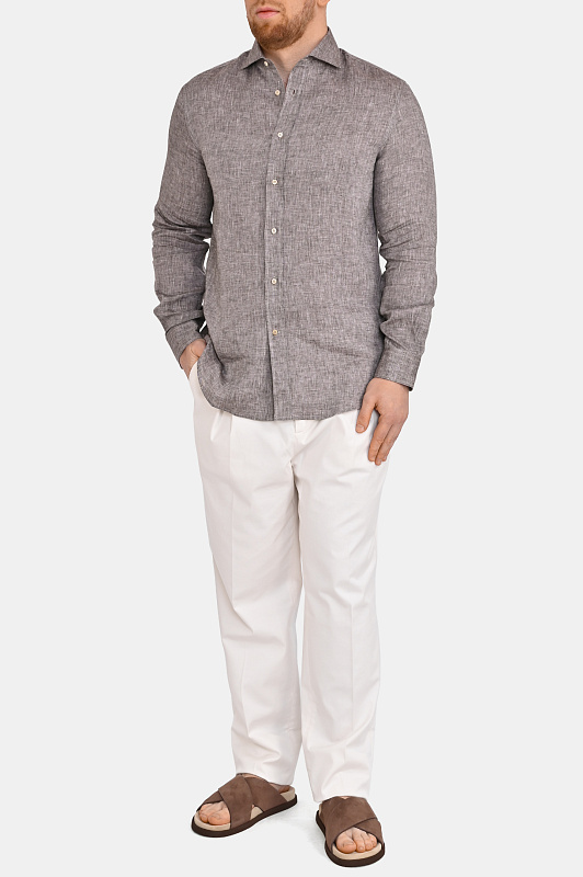 Рубашка BRUNELLO  CUCINELLI Коричневый Мужской MM6840627