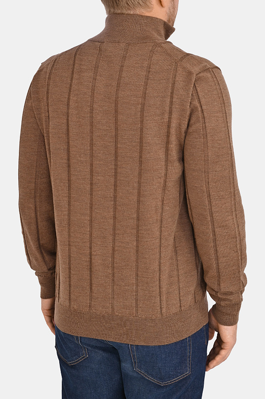 Трикотажный джемпер с молнией CANALI Коричневый Мужской MK02483 C0015