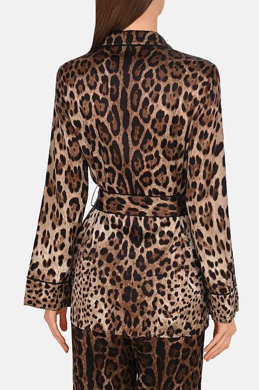 Леопардовый жакет с поясом DOLCE & GABBANA  Леопардовый Женский F5I89T FSAXY