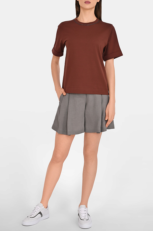 Футболка BRUNELLO  CUCINELLI Бордовый Женский M0T81BZ100