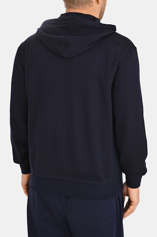 Трикотажная толстовка с капюшоном BRUNELLO  CUCINELLI Темно-синий Мужской MM8359069G