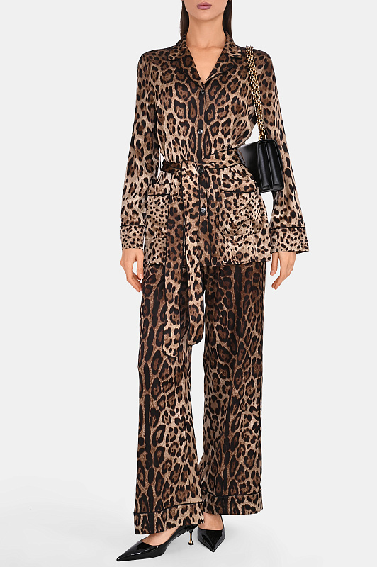 Леопардовый жакет с поясом DOLCE & GABBANA  Леопардовый Женский F5I89T FSAXY