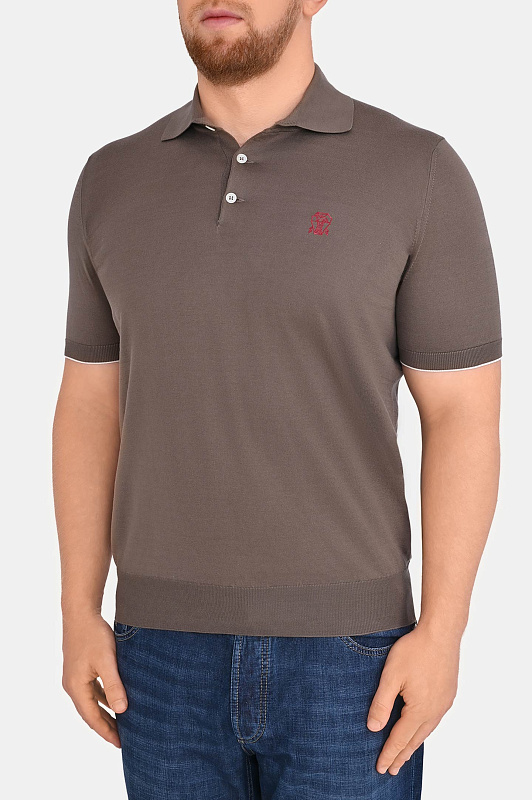 Поло BRUNELLO  CUCINELLI Коричневый Мужской M29800195