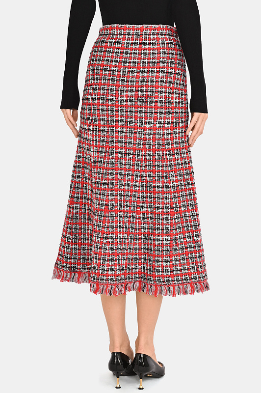Юбка миди с бахромой SELF PORTRAIT Красный Женский AW26146MSKR Юбка миди с бахромой SELF PORTRAIT Красный Женский AW26146MSKR