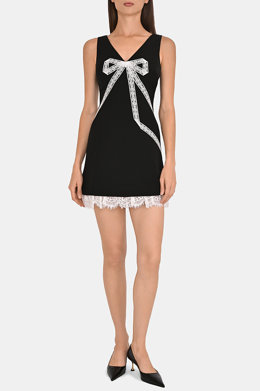 Платье с кружевным бантом SELF PORTRAIT Черный Женский PF26004SB Платье с кружевным бантом SELF PORTRAIT Черный Женский PF26004SB