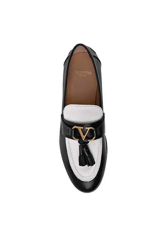 Кожаные лоферы с кисточками VALENTINO GARAVANI Черно-белый Женский 8W2S0NF9LQN Кожаные лоферы с кисточками VALENTINO GARAVANI Черно-белый Женский 8W2S0NF9LQN