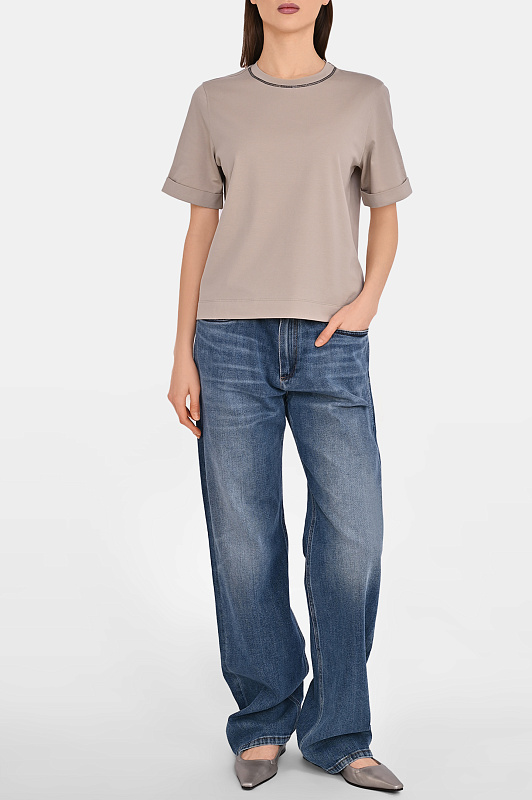 Футболка BRUNELLO  CUCINELLI Бежевый Женский M0T81BZ100