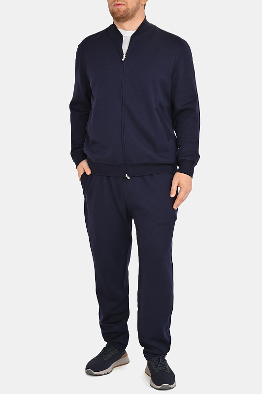 Трикотажный бомбер BRUNELLO  CUCINELLI Темно-синий Мужской MM8319072G