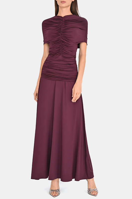 Длинное платье с драпировкой SELF PORTRAIT Бордовый Женский PF26098MBU Длинное платье с драпировкой SELF PORTRAIT Бордовый Женский PF26098MBU