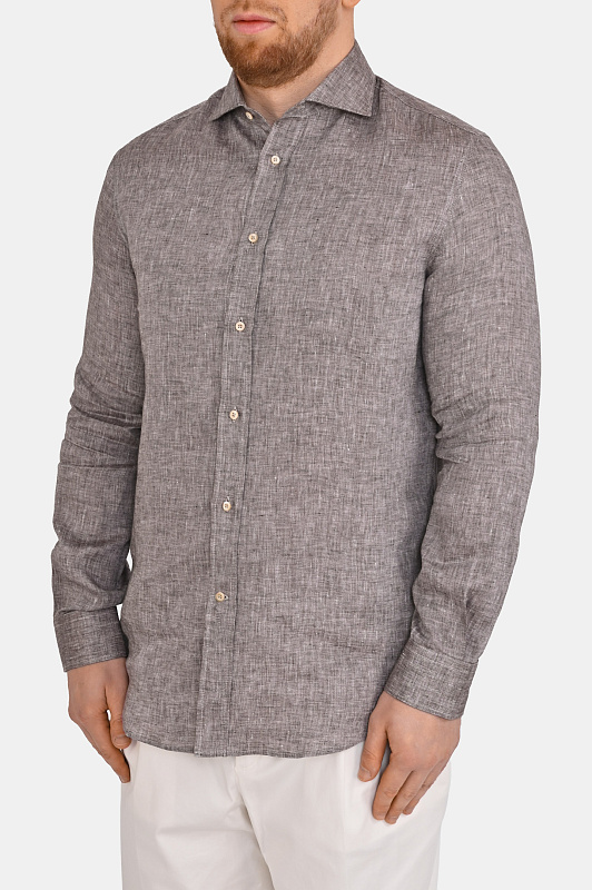 Рубашка BRUNELLO  CUCINELLI Коричневый Мужской MM6840627