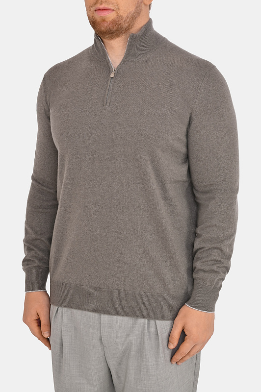 Трикотажный джемпер с молнией BRUNELLO  CUCINELLI Зеленый Мужской M2200124