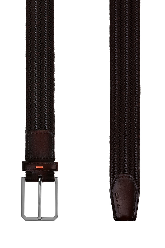 Плетеный ремень SANTONI Темно-коричневый Мужской CM35VC010B91EYPL