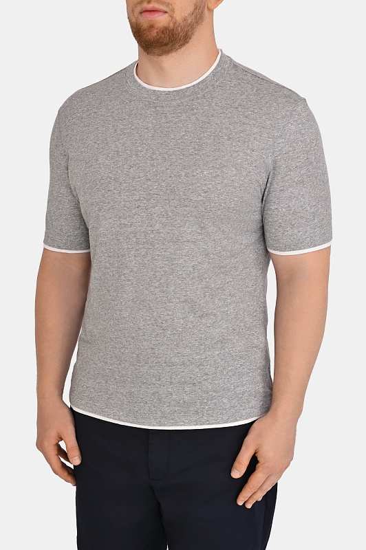 Футболка BRUNELLO  CUCINELLI Серый Мужской MW8357427