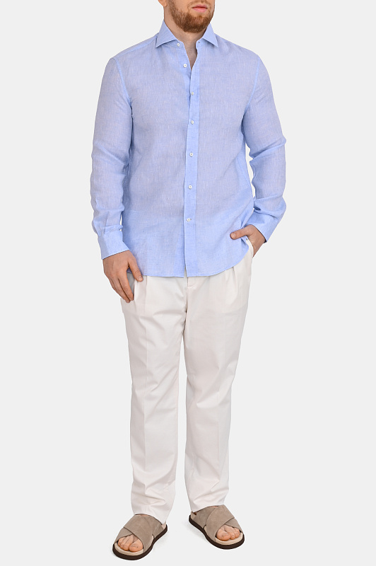 Рубашка BRUNELLO  CUCINELLI Голубой Мужской MM6840627