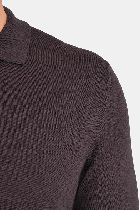 Поло шерстяное CANALI Темно-коричневый Мужской MK01149 C0572 