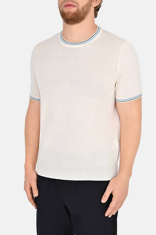 Джемпер из хлопка CANALI Молочный Мужской MK02057 C0719