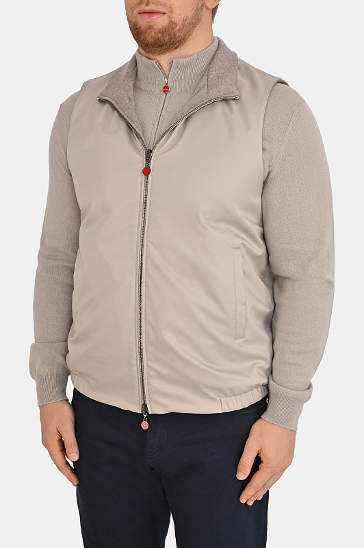Жилет с воротником KITON Светло-бежевый Мужской UW2444V0449L0
