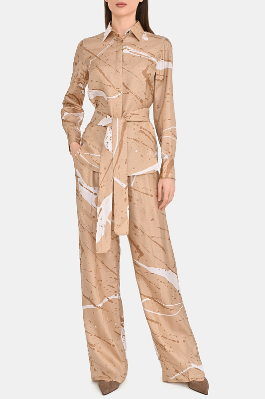 Блуза+пояс KITON Бежевый Женский D48407K0999G05000