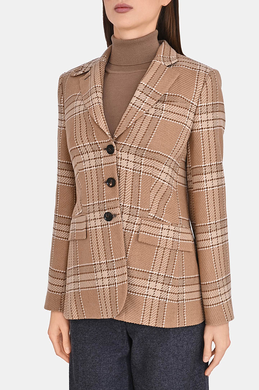 Клетчатый жакет на пуговицах KITON Бежевый Женский D62518K0549B0