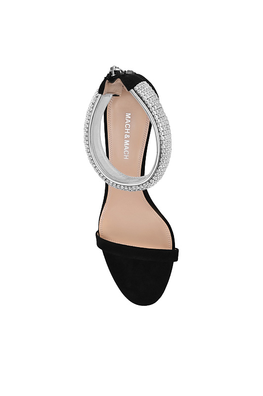 Атласные босоножки с декором MACH & MACH Черный Женский PF26-S1165-95-SUE-BLK