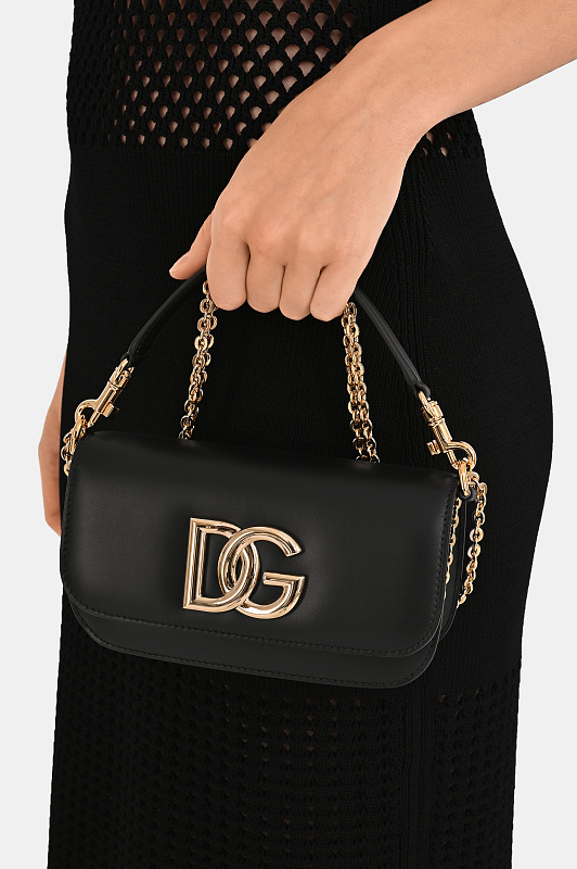 Кожаная сумка с цепочкой DOLCE & GABBANA Черный Женский BB7603AW576 Кожаная сумка с цепочкой DOLCE & GABBANA Черный Женский BB7603AW576