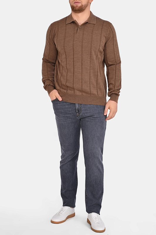 Поло с узором CANALI Коричневый Мужской MK02483 C1134