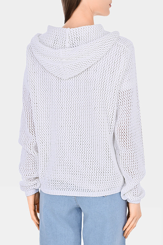 Кардиган с копюшоном сетка KITON Белый Женский D577201000