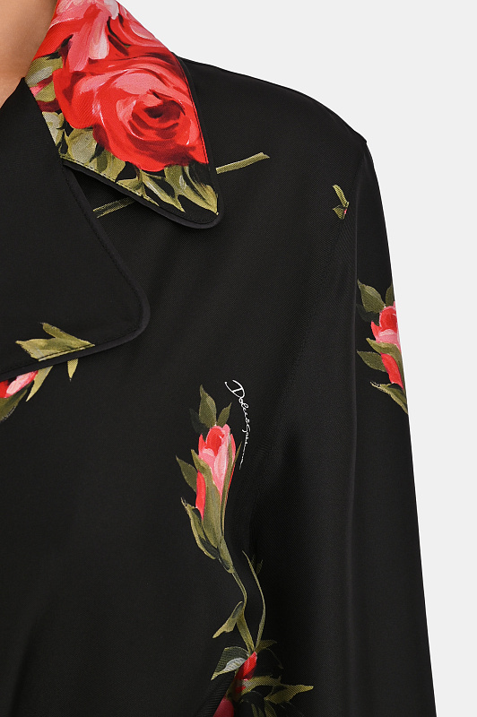 Шелковая блуза с поясом DOLCE & GABBANA  Черный Женский F5Q03TIS11G