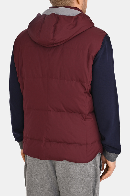 Стеганый жилет с капюшоном BRUNELLO  CUCINELLI Бордовый Мужской MV4081628