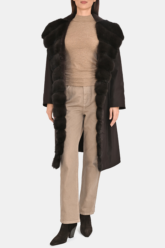 Топ с воротником-стойкой BRUNELLO  CUCINELLI Бежевый Женский MA998B1V04