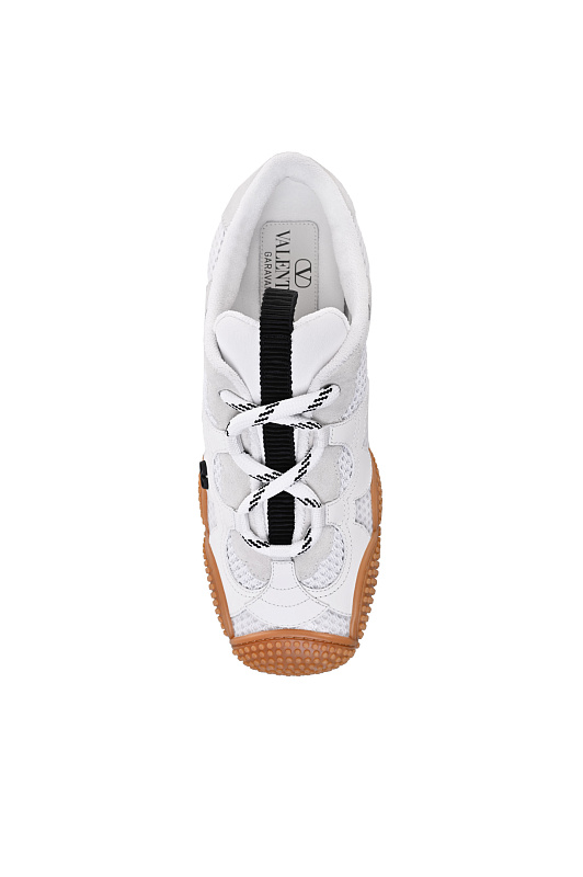 Кожаные кроссовки с сеткой VALENTINO GARAVANI Белый Женский 8W2S0NB8SDV