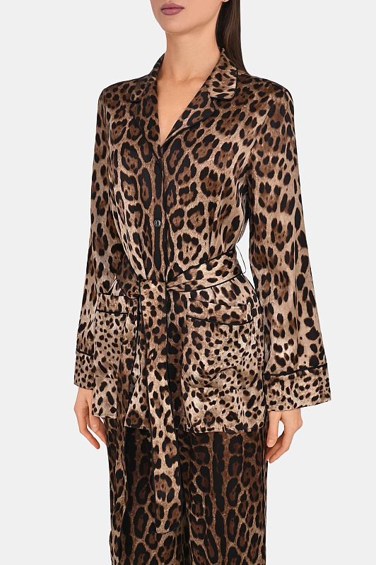 Леопардовый жакет с поясом DOLCE & GABBANA  Леопардовый Женский F5I89T FSAXY