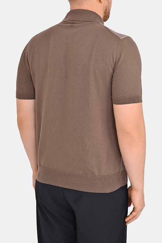 Фактурный джемпер-поло CANALI Коричневый Мужской C0454MK02461