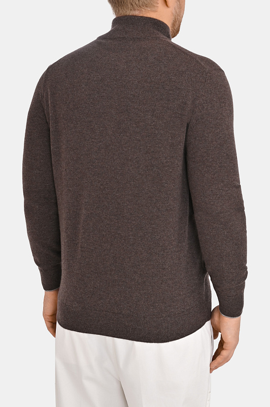 Трикотажный джемпер с молнией BRUNELLO  CUCINELLI Коричневый Мужской M2200124
